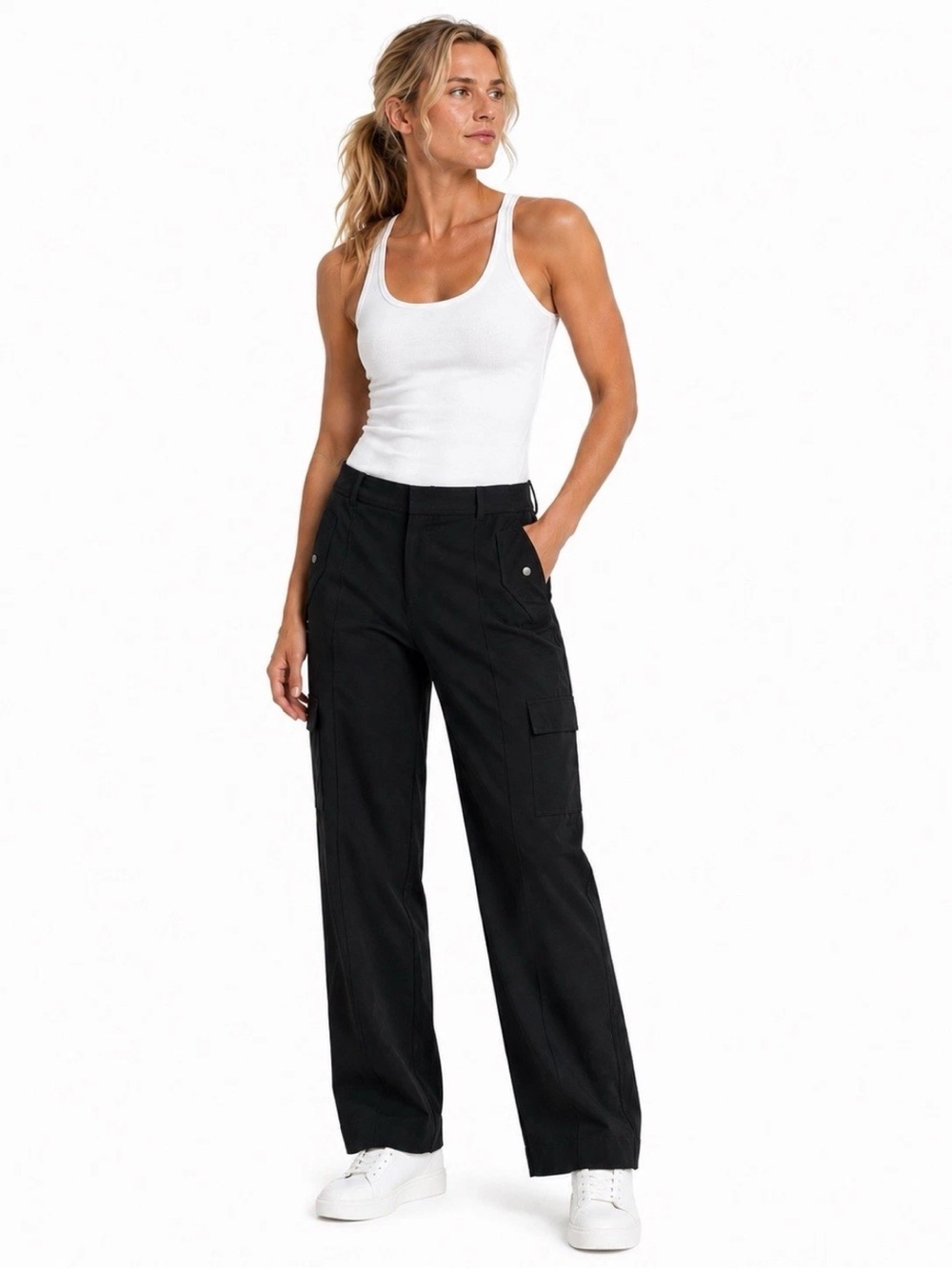 Athleta Vienna High Rise Cargo Pants Women's Size 14 Black Stretch Hiking